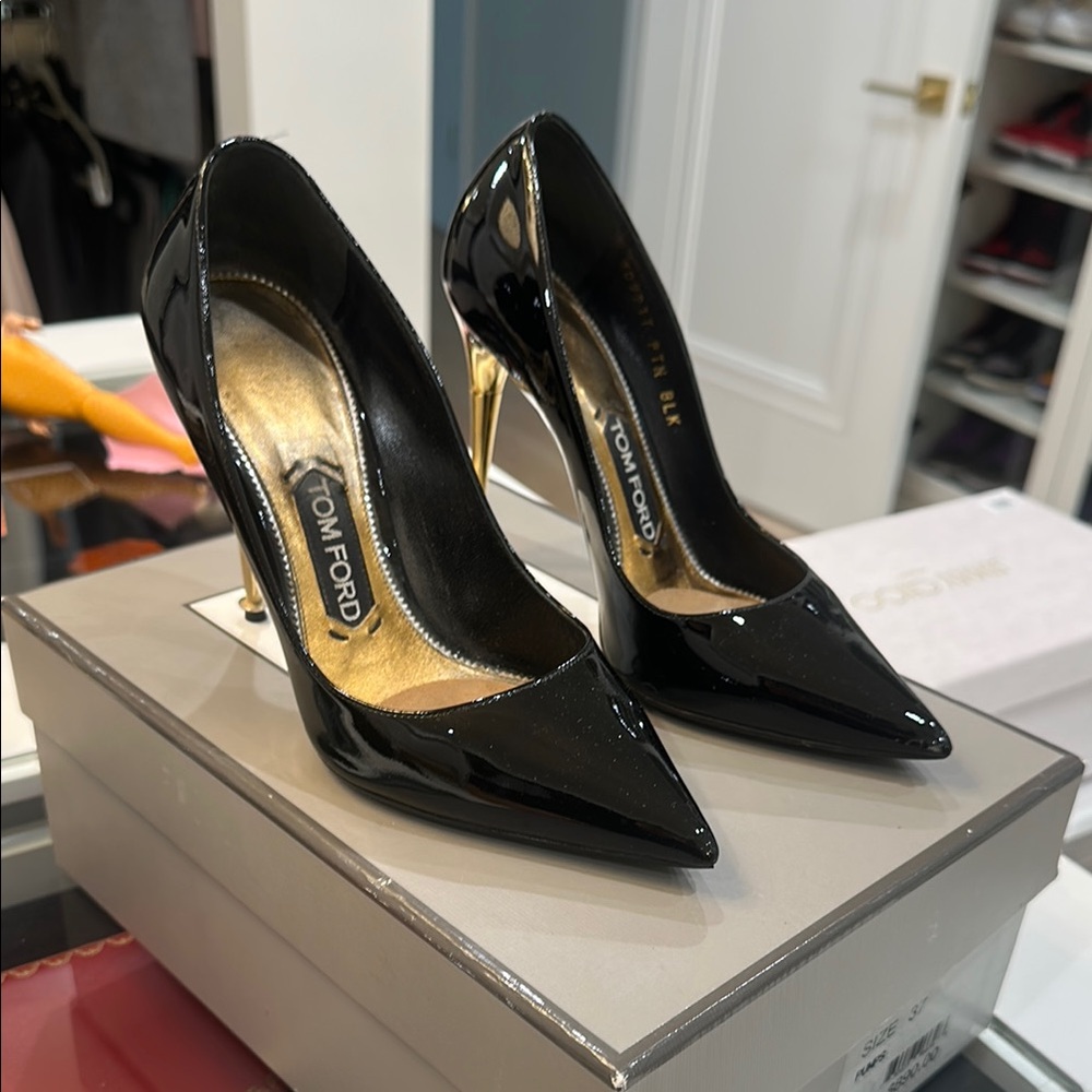 Tom Ford Black Stiletto Heels Patent Leather